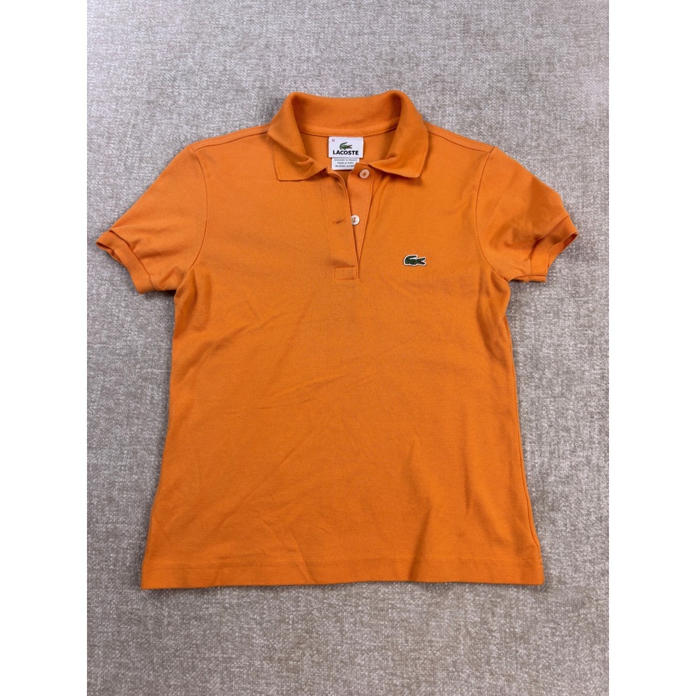 Lacoste Girls Orange Short Sleeve Piqué Polo Shirt Size 14 Fits Like Medium